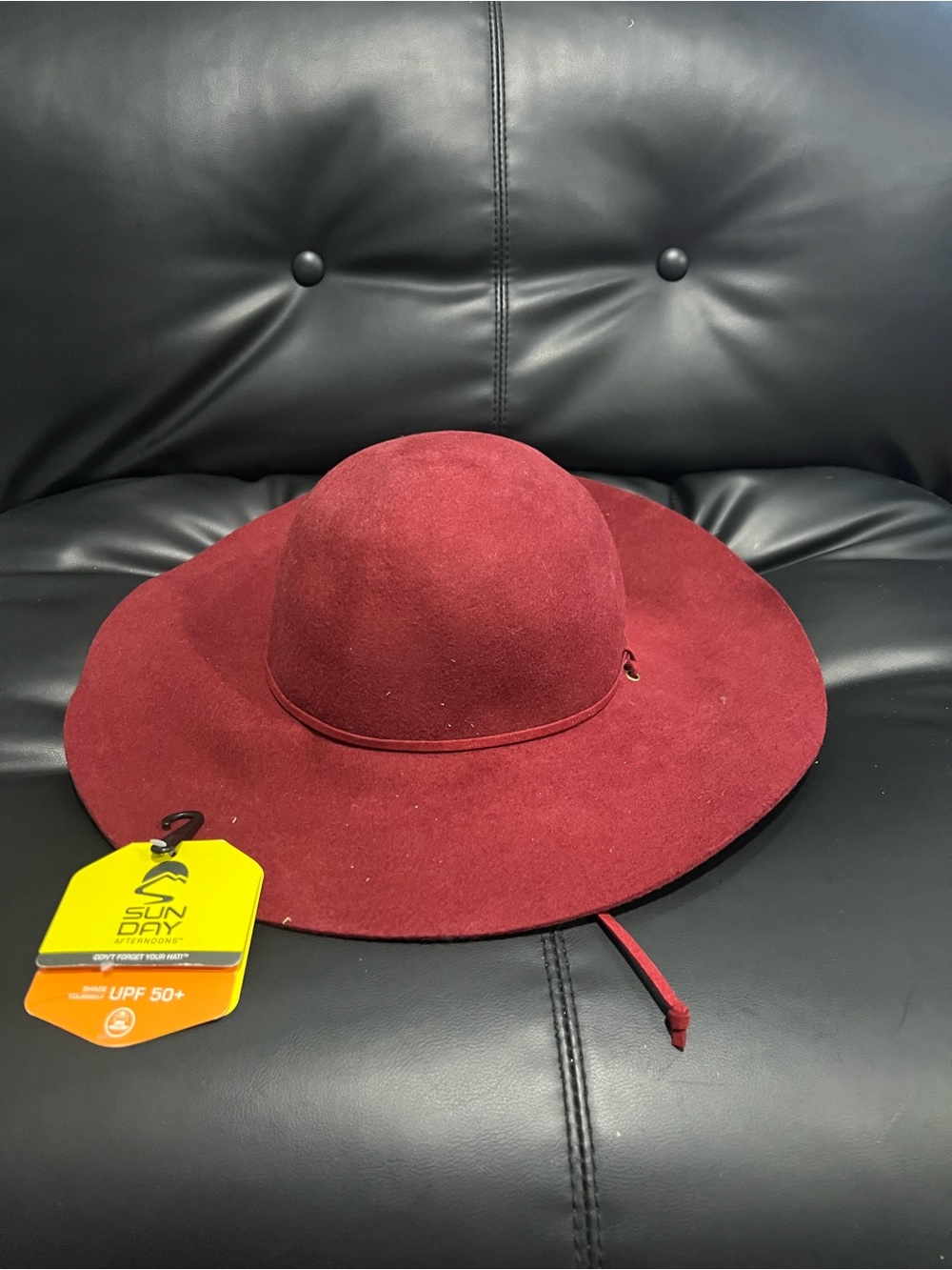 Sunday Wide-Brim Felt Sun Hat in Burgundy